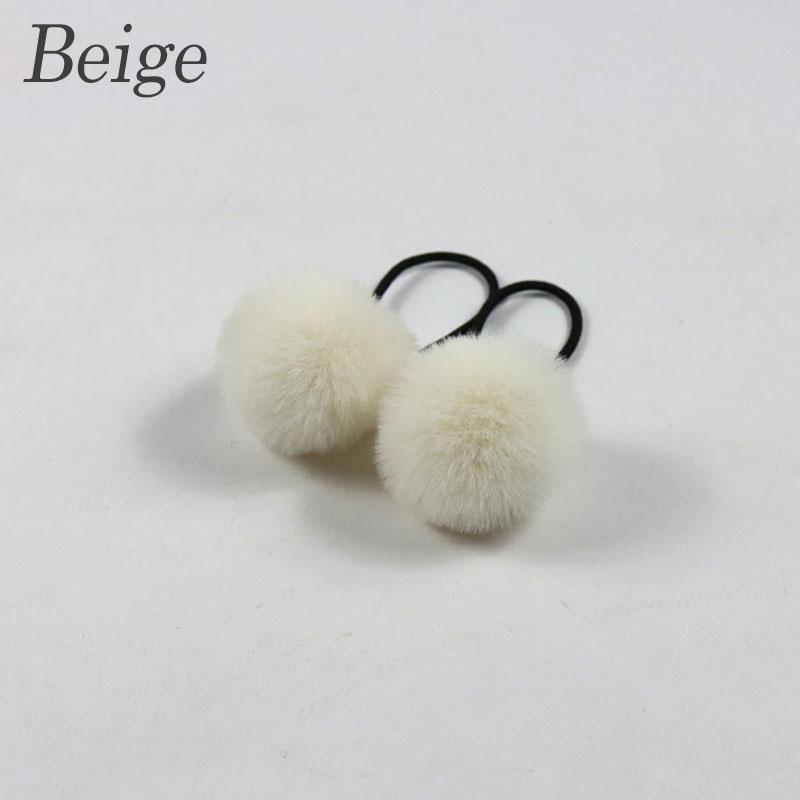 2Pcs Soft Furry Hair Ties Elastic Hair Bands Girls Hair Ring Fur Ball Hair Rope Rubber Band 5cm