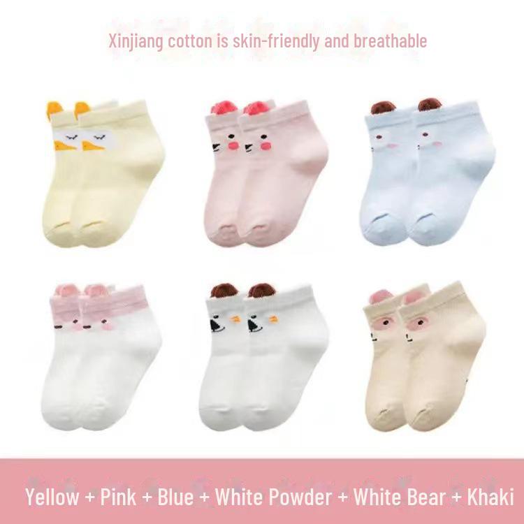 Хлопковые детские носки с рисунком на 1-3 года - весна и лето, средняя длина