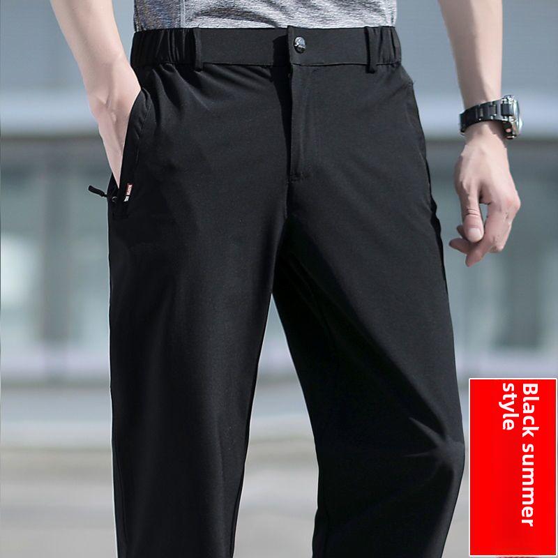 Men's Quick-Dry Casual Sports Pants with Elastic Waist - Versatile for Spring, Autumn, and Winter