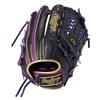 Rawlings Baseball Hyper Tech Color Sync Glove Throw Glove, Junior/Jr., Kids' (GJ5FHTCN6L1), All-Around, Black/Purple, L-inch, Left-Handed