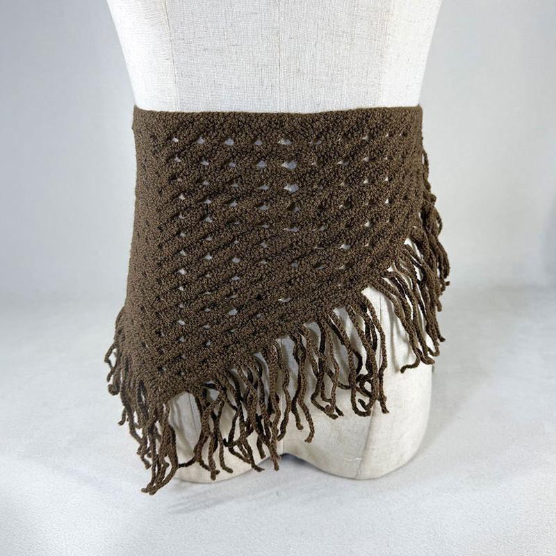 Hollowing Out Triangle Headscarf Ethnic Style Turban Hair Scraf Multifunctional Bohemian Tassel Hip Apron Waist Band