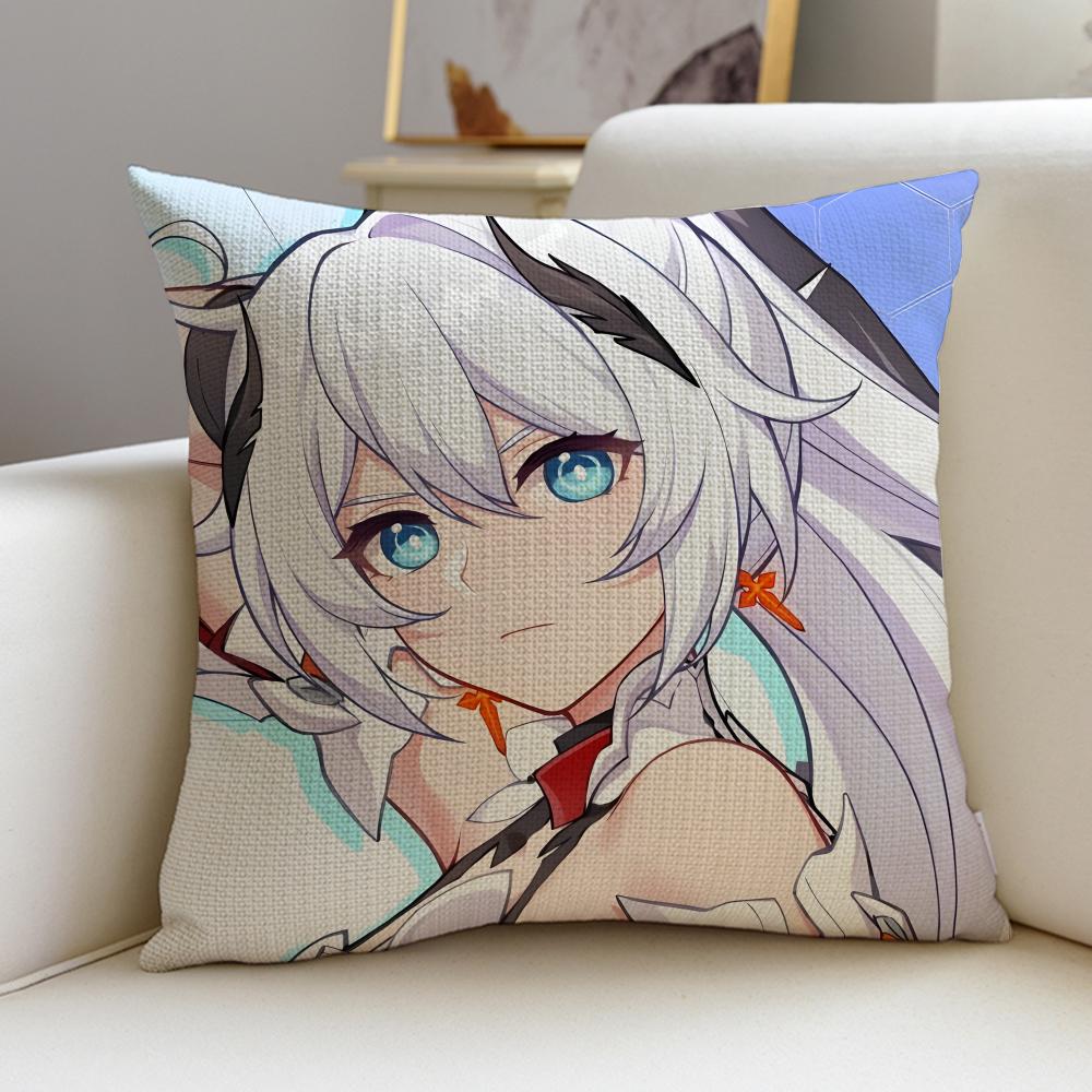 Futuristic HHonkai Star RailS Cushion Cover Breathable and skinfriendly linen pillowcase square removable and washable cushion