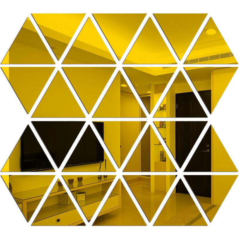 3D Наклейка на стену в форме равностороннего треугольника с зеркальной поверхностью, стороны 15 см, множество комбинаций.