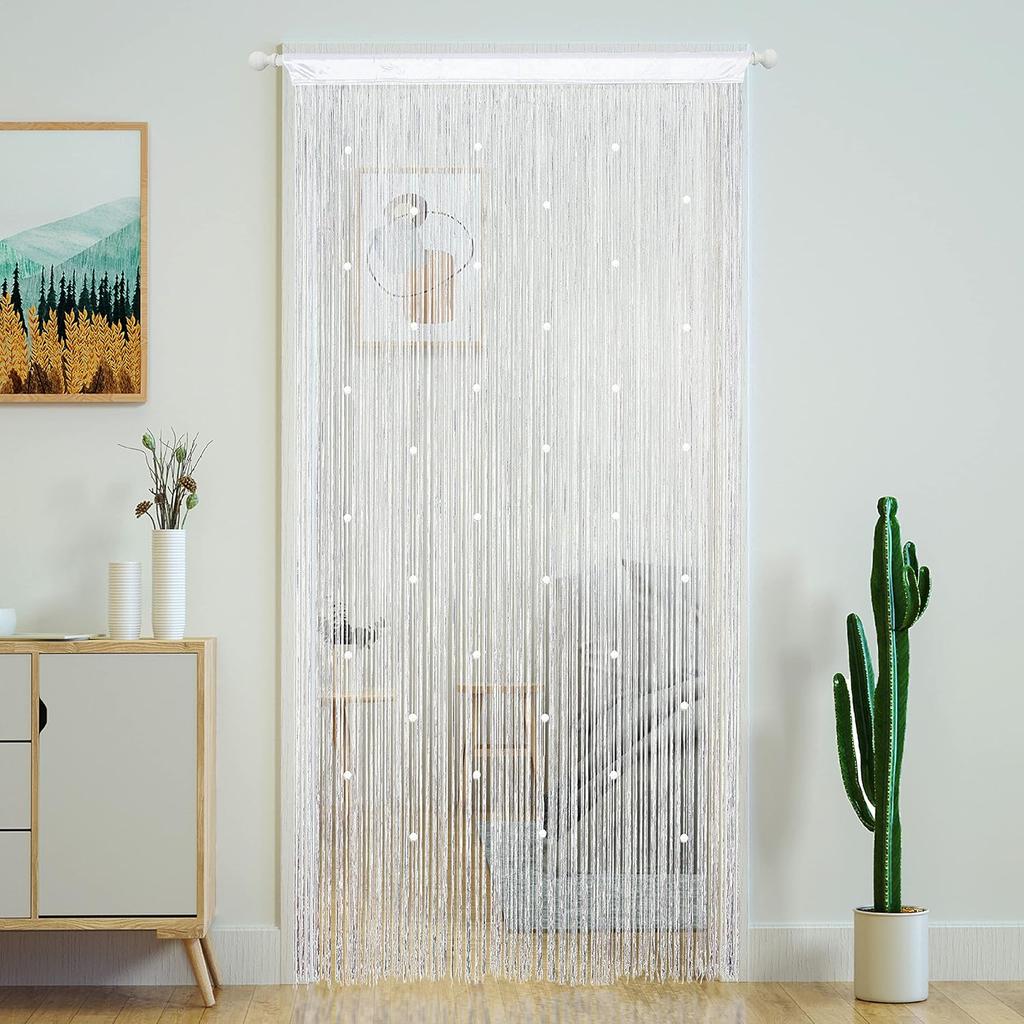 2027 Beaded Curtain Door String Curtains for Doorway Tassels Beads Hanging Fringe Divider Window Hallway Entrance Wall Closet Bedroom Privacy Decor