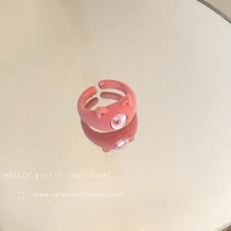 Funny Little Monster Ring Big Eyes Sausage Mouth Index Finger Ring Sweet Cool Cartoon Cute Girlfriend Couple Ring Jewelry