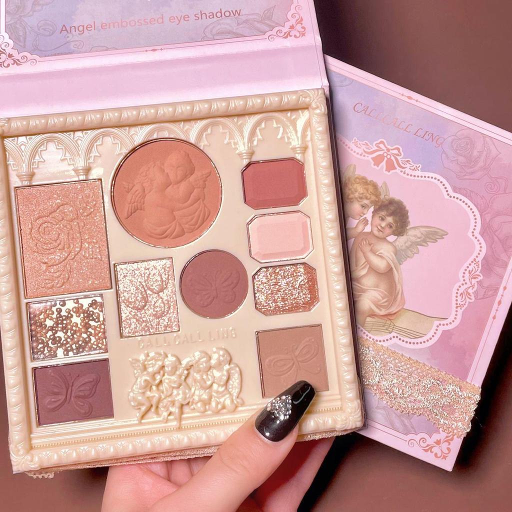 CALLCALLLING Angel Eyeshadow Palette: Embossed Glitter, Contour & Highlight Makeup.