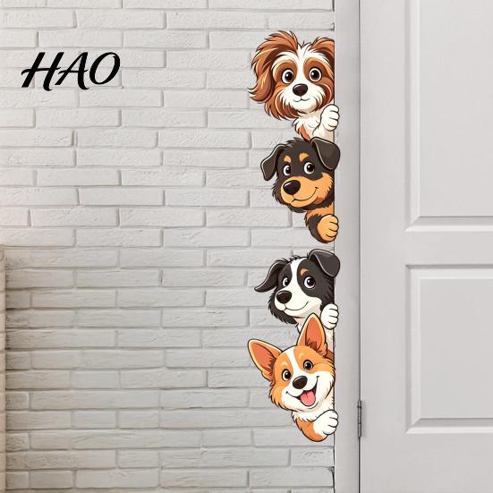Waterproof PVC Wall Art Cartoon Puppy Sticker, Easy Apply Decal, Creative DIY Home Decoration Dog Pattern Glass Stickers for Bathroom And Balcony Door