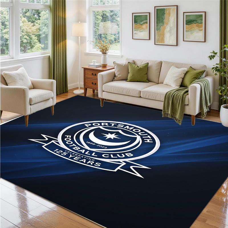 Portsmouth FC Design Crystal Velvet Rug Soft Decorative Mat for Bedroom Entrance