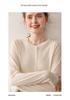 Women's 100% Pure Wool Saddle Shoulder Cardigan - Thin, Round Neck, Fine Knit, Long Sleeve for Simple Commute