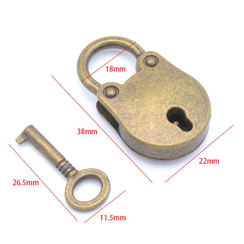 Old Vintage Style Metal Locks Mini Padlock Small Luggage Box Key Lock Bronze Color Home Usage Hardware Decorations