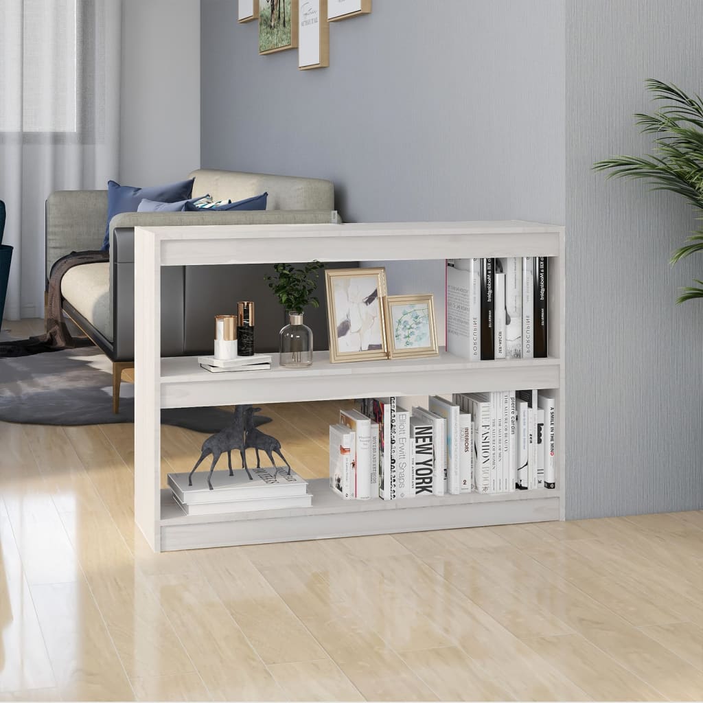 Bookshelf Room Divider White 100x30x71.5 cm Solid Pine Wood