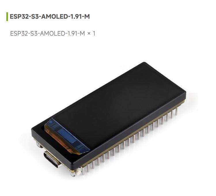 ESP32-S3 Dev Board with 1.91" AMOLED Touchscreen, WiFi, Bluetooth, LVGL GUI & 6-Axis Sensor
