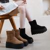 Зимние женские ботинки на платформе, зимние, на высоком каблуке 8 см, теплые женские ботильоны, простые женские ботинки из натуральной кожи