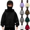 Зимняя толстовка с капюшоном для мальчиков с маской для лица, на молнии, ветрозащитная, теплая, спортивная куртка с карманами, повседневные куртки с капюшоном