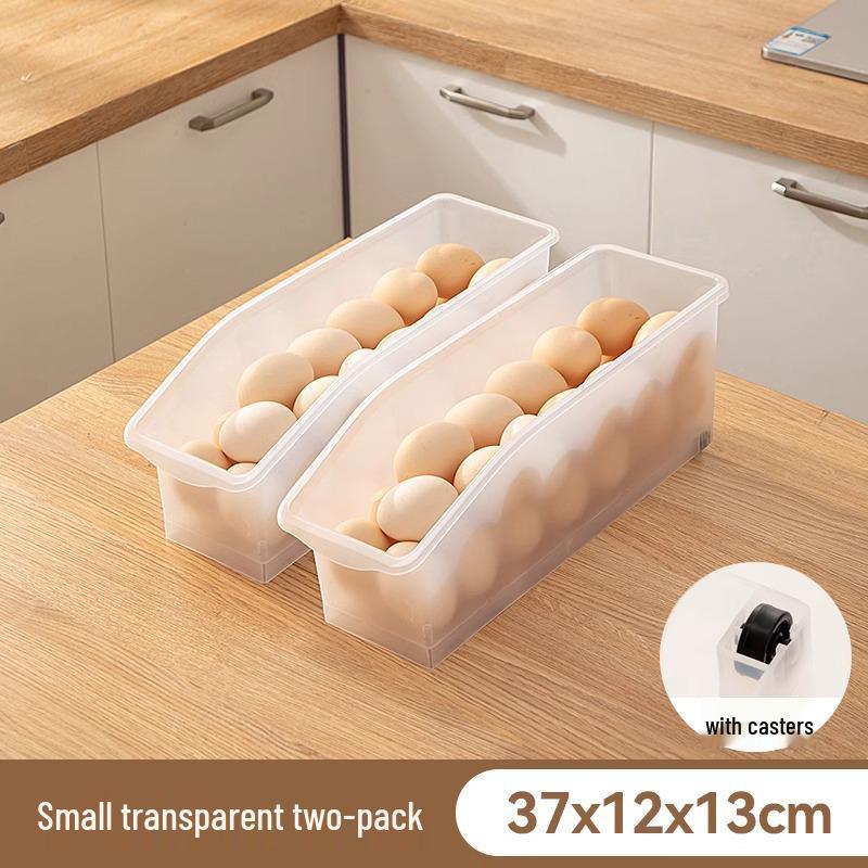Egg & Beverage Dispenser Basket: Pull-Out Storage Box for Refrigerator & Freezer