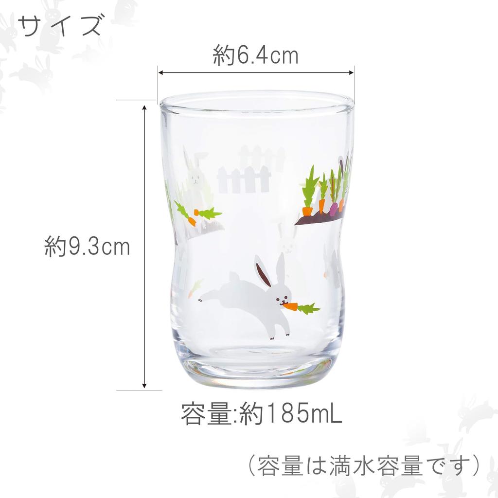 Tsuyoiko Glass M Набор из 4 стаканов «Кролик, играющий в прятки» в крафтовой коробке Сделано в Японии Прочная посуда Усиленное стекло Подарок на день рождения Подарок Удобно держать