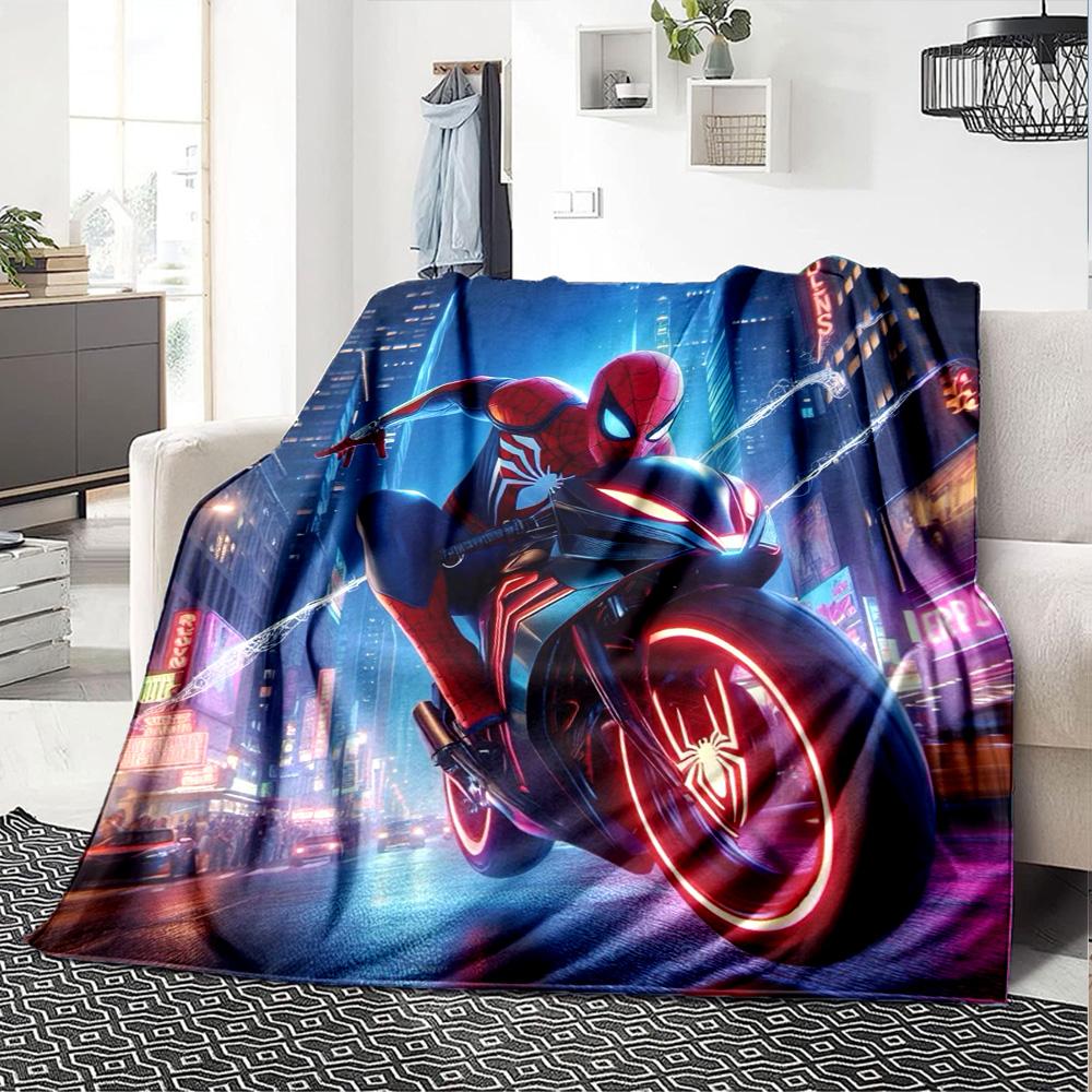 Spiderman City Speed Flannel Blanket Super Soft Warm Cozy Blanket For Sofa Bed Office Travel Allseason Home Decor Gift
