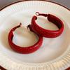 Анкара Красный Иглы Серебра Капли Масла Серьги-кольца: Женский ретро стиль Гонконга, универсальный, с уникальным дизайном.