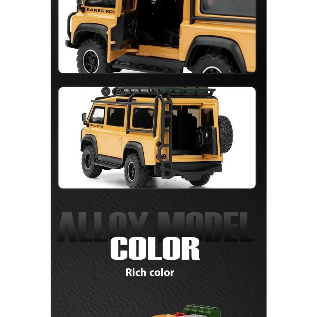 С подставкой 1/32 Внедорожник Land Rover Defender Модель фургона-кемпера из литого металла Детская игрушечная машинка Подарок мальчику Украшения
