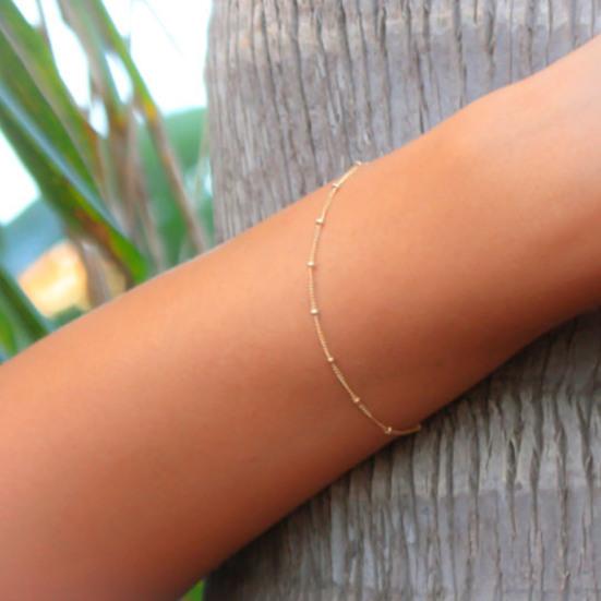 Женский браслет, маленькие бусины, сплошной цвет, устойчивая к повреждению ручная цепочка для повседневного ношения