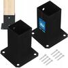 Wooden Post Base Screwed to Concrete Black Steel 70x70 mm 2 pcs
