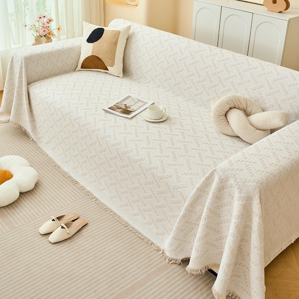 Хлопковая марлевая накидка на диван Полное покрытие Простой цельный плед Универсальный чехол на диван на все сезоны