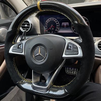 Для Mercedes Benz W176 W246 W205 C117 218 X218 C253 W213 W166 Ручная прошивка черная замша углеродное волокно чехол на руль автомобиля