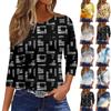 Women's Fashion Casual Round Neck 3/4 Sleeve Loose Printed T-Shirt Ladies Top