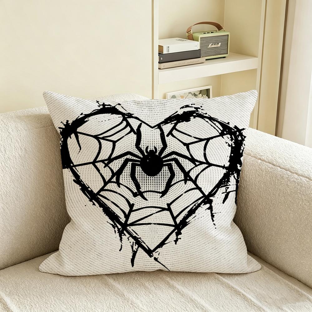 S-Spider Web Cushion Cover Natural Linen Pillowcase Set, All-In-One Decor For Sofa, Bedroom & Chair
