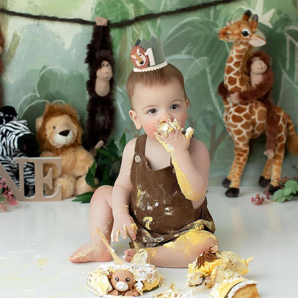 Детское украшение в виде львиной короны на день рождения 1 года, принадлежности для украшения вечеринки в форме короны на день рождения