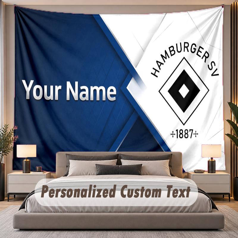 Custom Name Text Tapestry Hamburger SV Personalized Polyester Wall Tapestry For Bedroom And Room