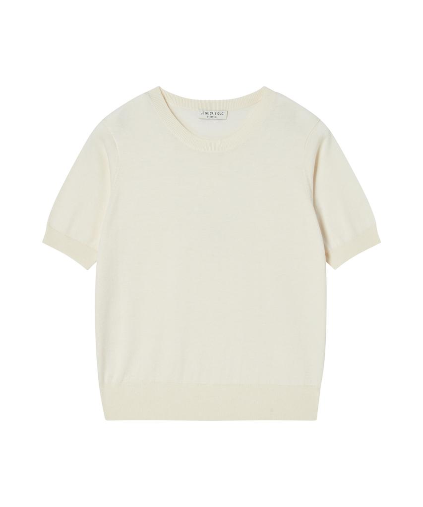 JE NE SAIS QUOI [Essential] Cashmere Light Short Sleeve Crew Neck_Ivory