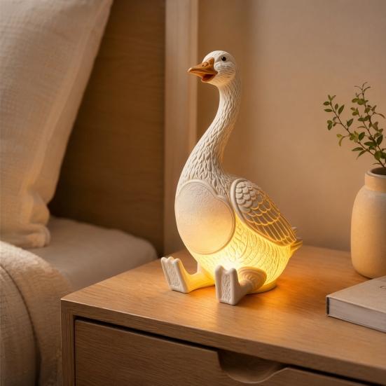 Креативный ночник-гусь из смолы, милый настольный светильник-утка с теплым светодиодным свечением, забавная фигурка животного-декор для спальни, прикроватной тумбочки, полки бара, домашнего офиса