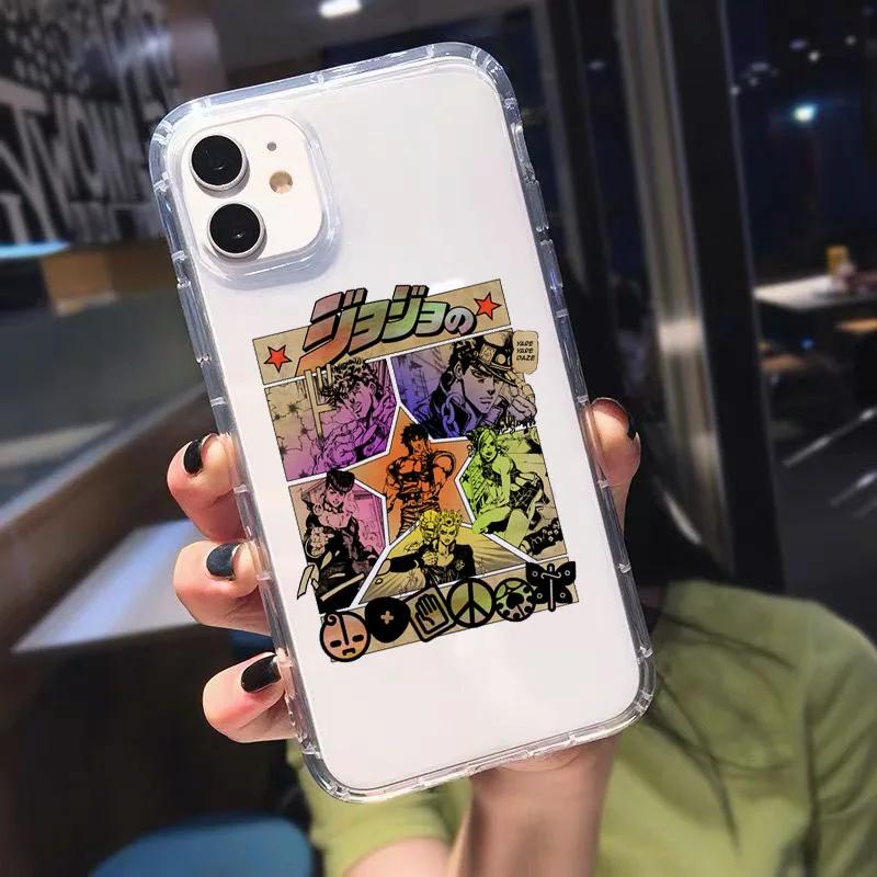 JAMULAR Чехол для телефона JoJo's Bizarre Adventure Прозрачный для iPhone 13 11 14 15 Pro 12 X XS MAX XR SE2 7 Plus Аниме Мягкий Чехол Coque