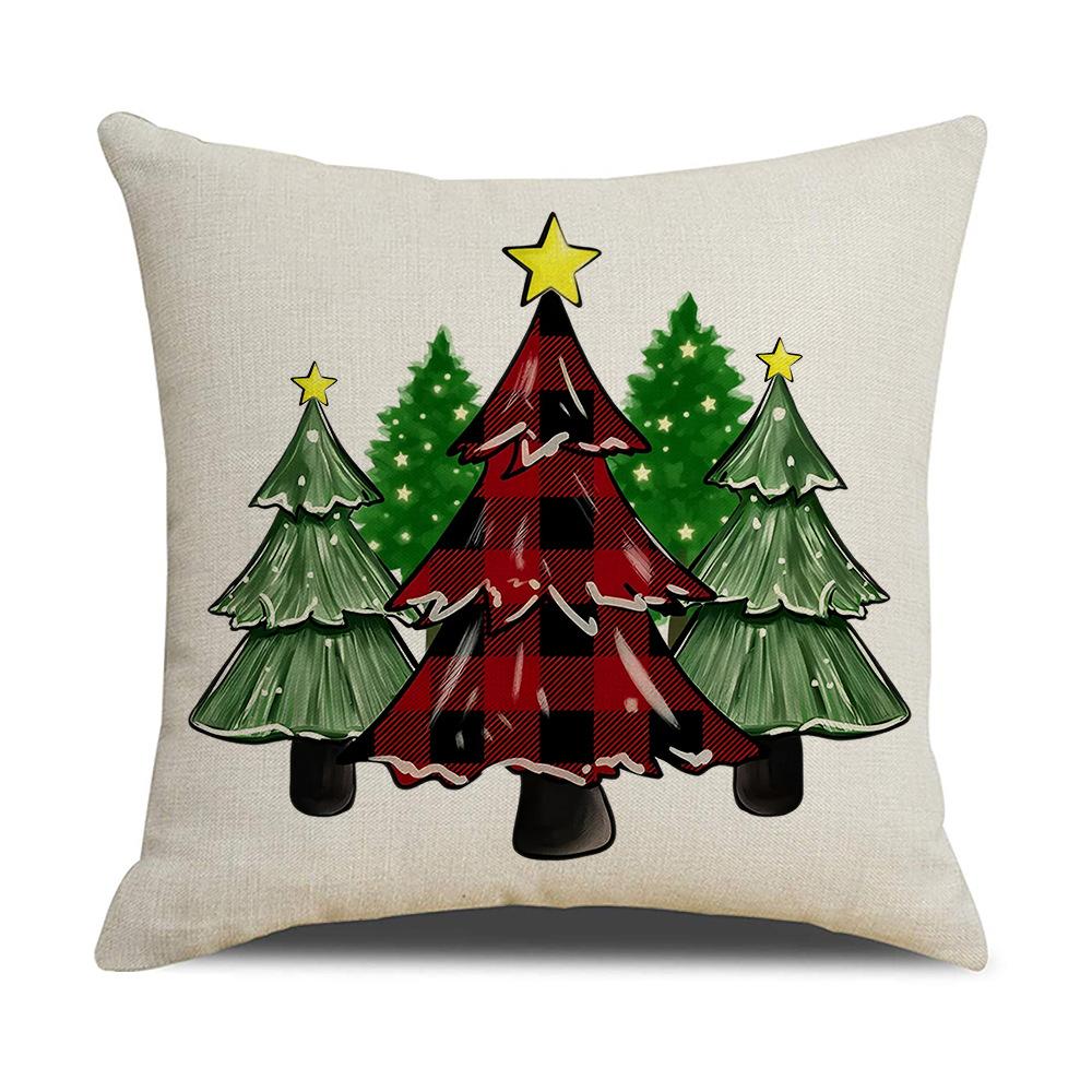 Red Plaid Christmas Pillowcase Home Sofa Decoration Pillow Festive Atmosphere Cushion Backrest