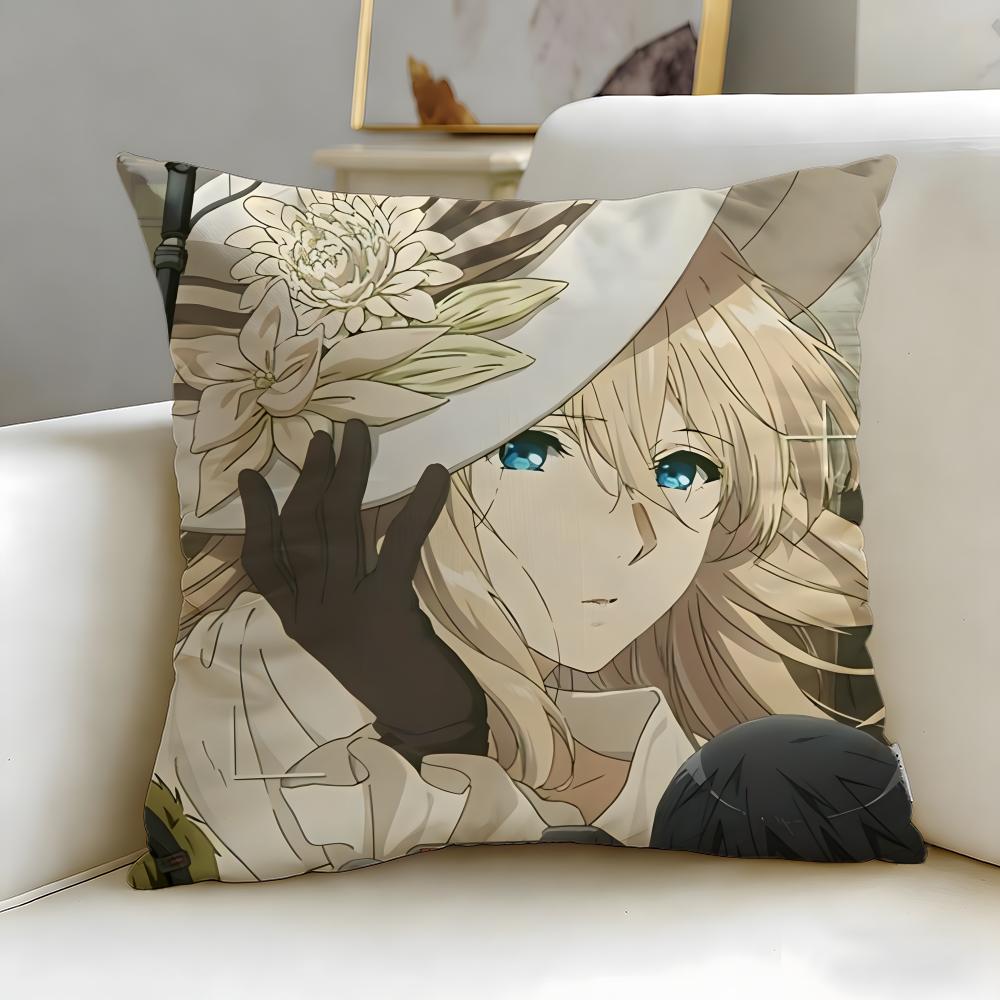Классический аниме-чехол для подушки Violet Evergarden Мягкий Легко стирающийся Наволочка Универсальный для Дивана Кровати Путешествий и Офиса