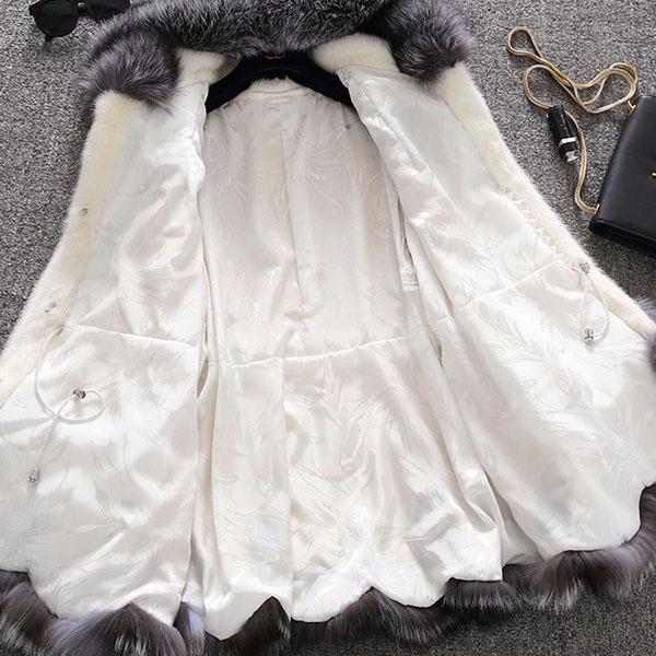 S-12XL Large Size Fluffy Coat Winter Thick Warm Faux Fur Coat Women's Hooded Long Sleeve Faux Fur Jacket Luxury Winter Fur Coat with Faux Fur Collar