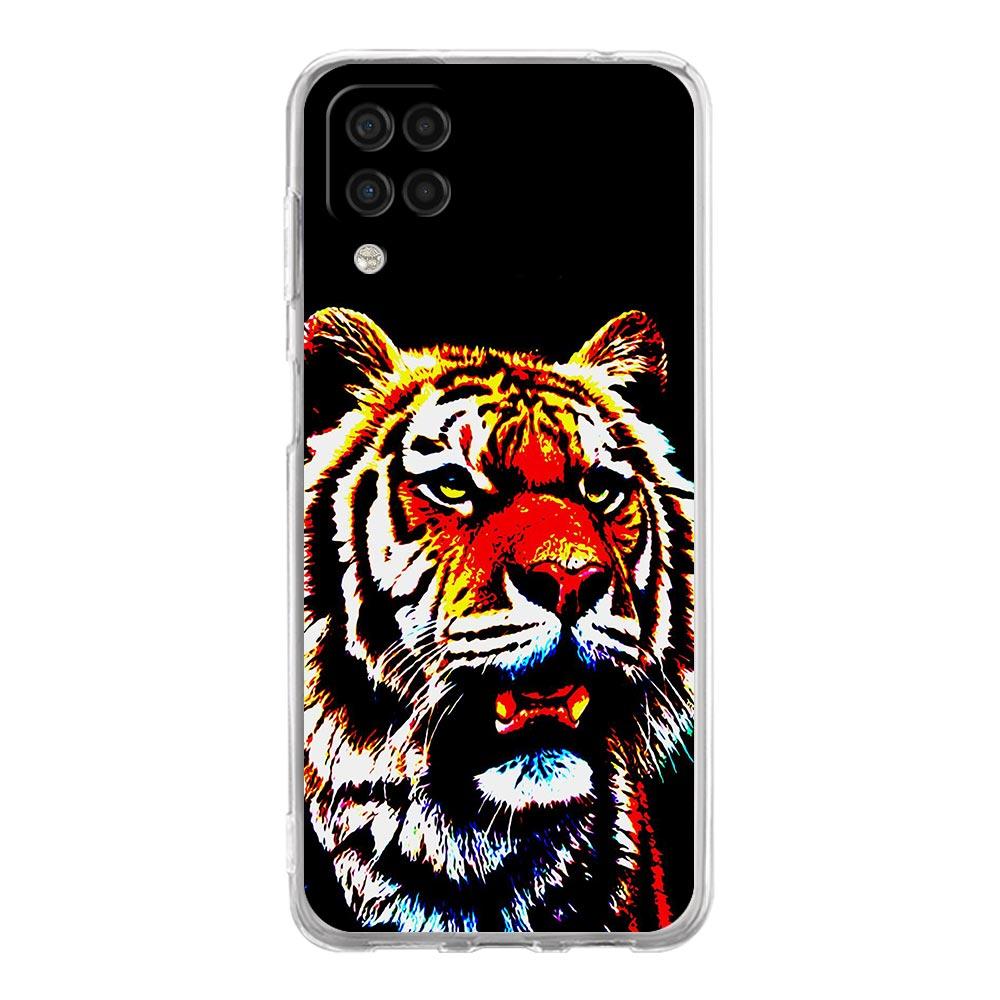 Чехол для телефона с тигровым неоном и леопардовым принтом для Samsung Galaxy A51 A71 A21S A12 A11 A31 A41 A03S A13 A33 A73 A53 A52 A32 5G A23, прозрачный чехол