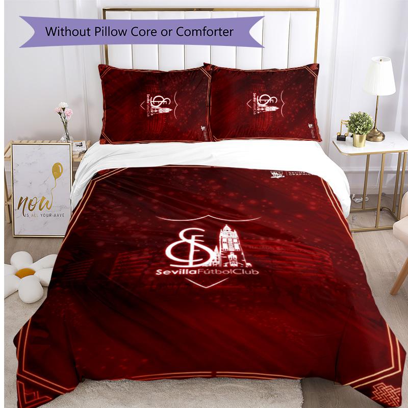 Sevilla FC Printed 3PCS Bedding Set Breathable Duvet Cover with Pillowcases Decorative Bed Linen for Bedroom Home