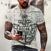 Summer Sailor T-shirt, Anchor Men's 3D Neckline Short-sleeved T-shirt