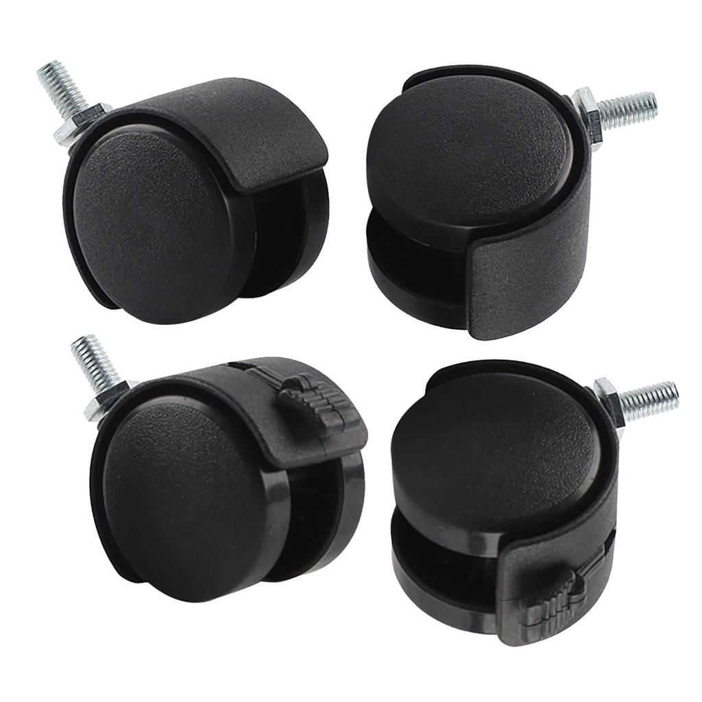 4 шт. поворотные ролики для мебели, офисные колеса для стульев, сменные, нейлоновые, пластиковые, с тормозом, черные