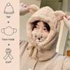 Women Cute Bear Ear Beanies Hat Kawaii Winter Warm Thick Fleece Bobble Hat Fluffy Fuzzy Hats Scarf Caps