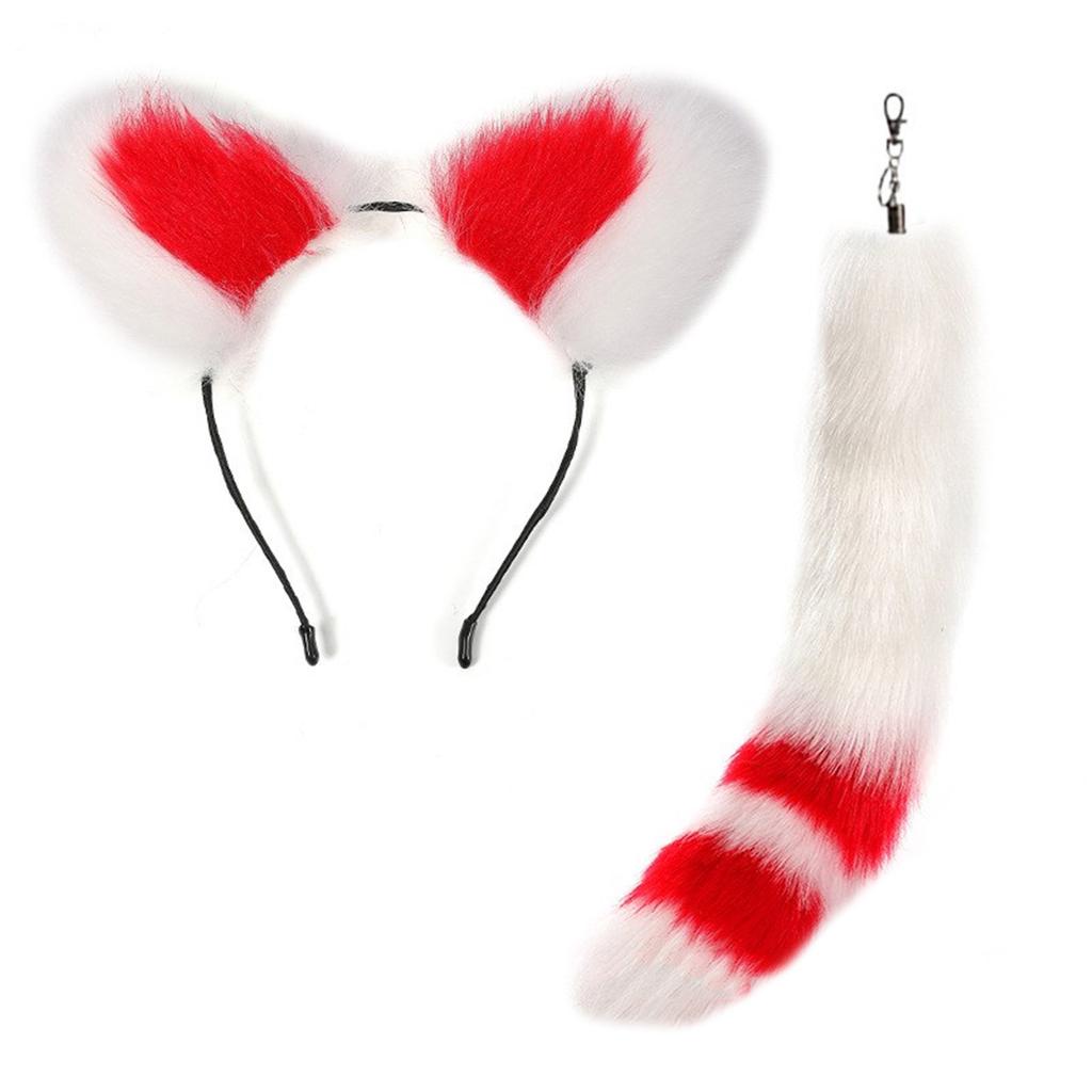 Cat Ears Headband and Faux Tail Keychain Elegant Cosplay Accessories Stylish Pendant for Handbag Backpack Decoration
