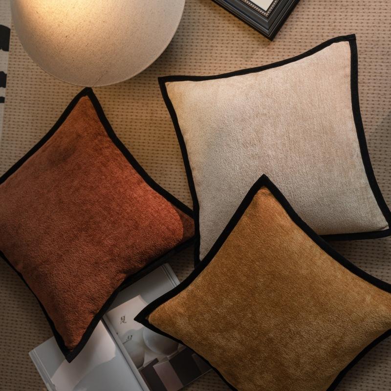 Чехол для подушки из простой синели, подушки с черной окантовкой, декоративный чехол для дивана и кресла, французский элегантный, украшения для дома