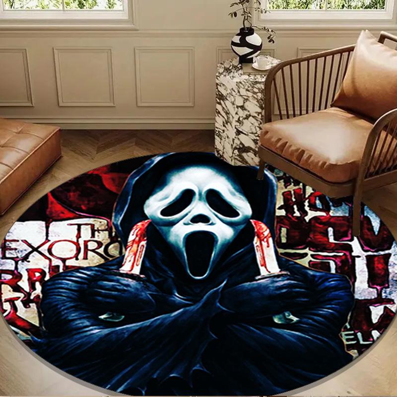 Scr-eam Horror Movie Round Rug for Livingroom,Bedroom, Palyroom, Chair Rug, Area rug, Circle Carpet, Large Size Fan Christmas gift