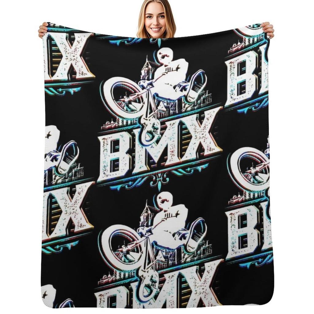 Retro Bmx Apparel Classic Vintage Bmx Jump Throw Blanket Soft Sherpa Fleece Warm Blanket for Winter