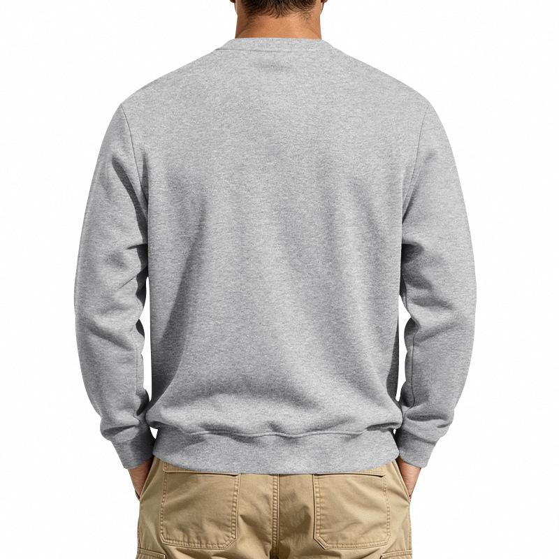 American Style Fleece Warm Loose Crew Neck Slant Zip Casual Sweatshirt
