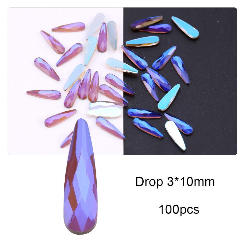 Aurora Phantom Purple Nail Art Flat Bottom Special-Shaped Diamond Diy Manicure Nail Art Jewelry