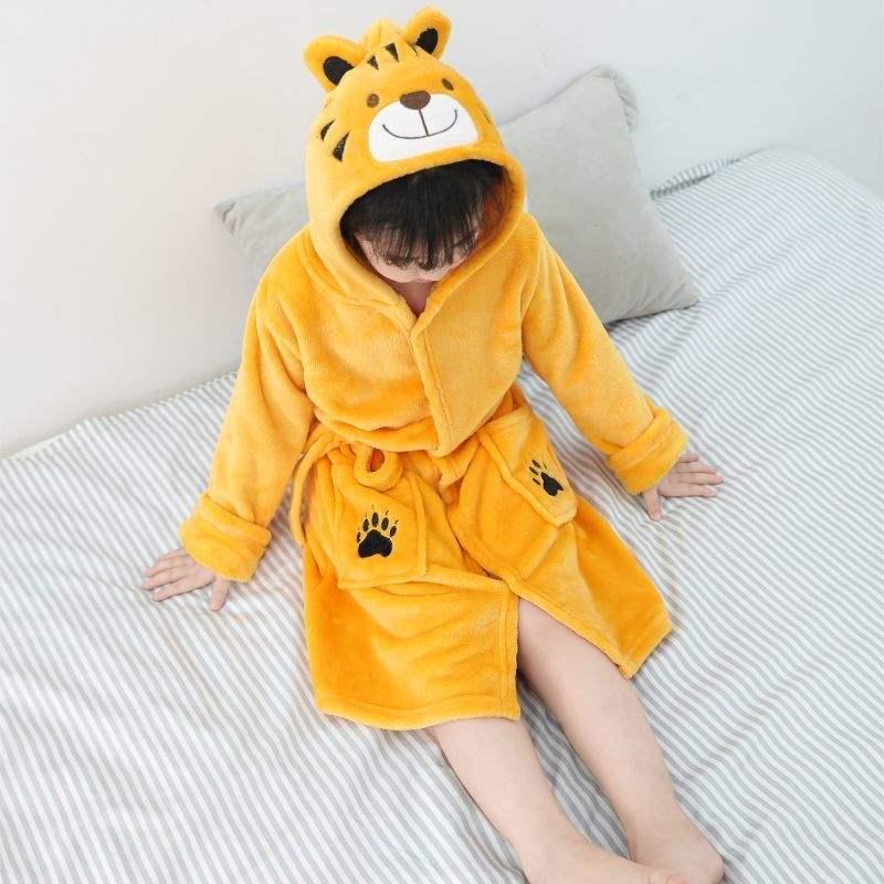 Детский комплект из кораллового флиса для пижамы и халата - Милый дизайн для мальчиков и девочек, Плюс вельвет для осени и зимы