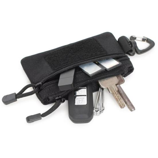 Мини тактический подсумок на молнии EDC Utility Pouch с карабином Военный брелок-кошелек для ремня рюкзака кемпинга походов охоты